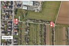Auf dem Bild ist ein Luftbild zu sehen, dass die Sperrung des Wirtschaftsweges Oderstraße zeigt