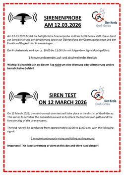 Sirenenprobe | Landesweiter Warntag am 12. März 2026