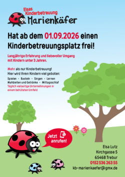 Freier Betreuungsplatz: Kinderbetreuung Marienkäfer