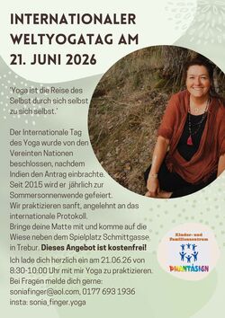 Das Bild ist ein Flyer zum Weltyogatag, den Text entnehmen Sie aus der Nachricht
