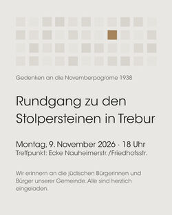 Gedenken an die Novemberpogrome 1938: Rundgang zu den Stolpersteinen in Trebur