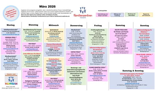 Angebote im Familienzentrum Trebur für März 2026