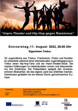 Plakat zur Präsentation der Internationalen Jugendbegegnung in Trebur