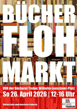 Plakat für den Bücherflohmakt mit den Termindaten, die im Presseartikel zu finden sind