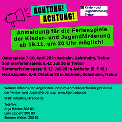 Anmeldung für die Ferienspiele der Kinder- und Jugendförderung