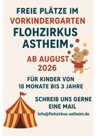 Das Bild ist ein Flyer für den Flohzirkus Astheim. Den Text erhalten Sie aus der Nachricht