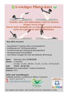 Das Bild ist ein Flyer zum 6-Wöchigem Pilateskurs, den Text entnehmen Sie aus der Nachricht