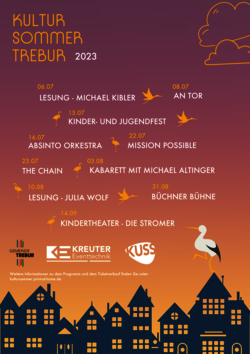 Auf dem Flyer sind die Termine der einzelnen Veranstaltungen des Kultur Sommers in Trebur abgebildet