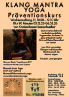 Das Bild zeigt ein Werbeposter mit Informationen zum Neuen Kurs 'KLANG MANTRA YOGA'