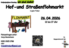 Das bild zeigt das Plakat vom Hof-und Straßenflohmarkt in Trebur